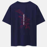 Floral Slogan Back Back Print Drop Shoulder Oversize T-Shirt