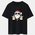 Hip Hop Santa Print Heavy Weight Drop Shoulder Oversize T-Shirt