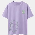 Fire-breathing Dinosaur Print Drop Shoulder Oversize T-Shirt