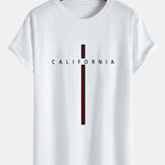 California Stripe Print Cotton Arc Hem T-Shirt