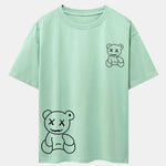 Bear line Print Drop Shoulder Oversize T-Shirt
