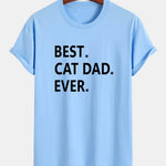Regular Fit Best Cat Dad Ever Print Cotton T-Shirt
