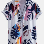 Leaf Color Block Print Button Up Shirt & Swim Short