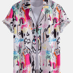 Graffiti Print Button Up Shirt & Swim Shorts