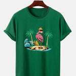 Flamingo On Vacation Print T-Shirt