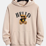 Hello Sunglasses Bear Print Relax Fit Hoodie