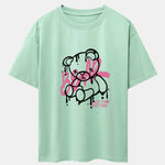 Dissolving Bear Print Drop Shoulder Oversize T-Shirt