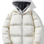 2 In 1 Corduroy Zip Up Hooded Puffer Coat