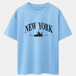 New York Slogan Print Drop Shoulder Oversize T-Shirt