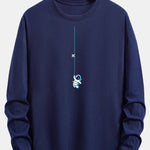 Long Sleeve Astronaut On A Rope Print Cotton T-Shirt