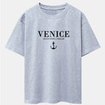 Venice Anchor Print Drop Shoulder Oversize T-Shirt