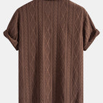 Geometric Jacquard Eyelet Cuban Shirt & Linen Cotton Blend Cropped Pants