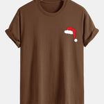 Regular Fit Santa Hat Print Cotton T-Shirt