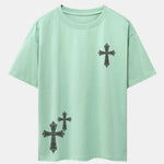 Ornamental Cross Print Drop Shoulder Oversize T-Shirt