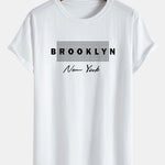 Brooklyn New York Dot Print Cotton Arc Hem T-Shirt