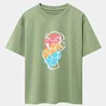 Graffiti Skateboard Bear Print Drop Shoulder Oversize T-Shirt