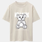 Slogan Bear Print Drop Shoulder Oversize T-Shirt