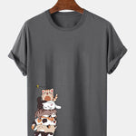 Cartoon Cat Print T-Shirt
