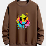 Colorful Mud Splatter Smiley Face Print Relax Fit Sweatshirt