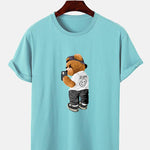 Selfie Bear Print Print T-Shirt