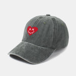 Heart-Shaped Smiley Face Pattern Classic Retro Washed Distressed Cotton Baseball Cap