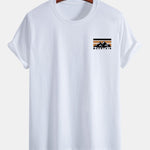 Regular Fit Stripe Mountains Print Cotton T-Shirt