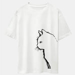 Cat Silhouette Print Drop Shoulder Oversize T-Shirt