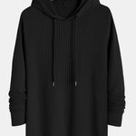 Muscle Fit Long Sleeved Ribbed Hooded T-Shirt