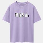 Black Cat Ghost Print Drop Shoulder Oversize T-Shirt