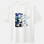 Starry Sky Bear Print Drop Shoulder Oversize T-Shirt