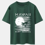 Hawaii Sun Palm Trees Print Drop Shoulder Oversize T-Shirt