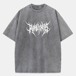 Ruthless Gothic Print Washed Distressed Drop Shoulder T-Shirt