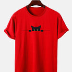 Black Cat Print T-Shirt