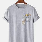 Cute Pocket Cat Print T-Shirt
