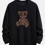 Checkerboard Dissolving Bear Print Relax Fit Sweatshirt