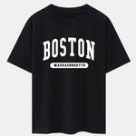 Boston Slogan Print Drop Shoulder Oversize T-Shirt