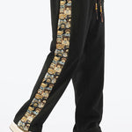 Bear Print Patchwork Straight Leg Pants