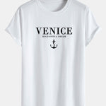 Venice Anchor Print Cotton Arc Hem T-Shirt