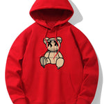 Plaid Pattern Dissolving Bear Print Drop Shoulder Relaxed Hoodie