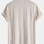V Neck Linen Rayon Blend Shirt & Straight Leg Linen Pants