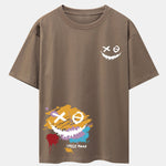 Graffiti Smiley Face Print Drop Shoulder Oversize T-Shirt