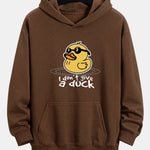 Yellow Duck With Sunglasses Print Relax Fit Hoodie