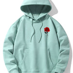 Rose Print Cotton Blend Hoodie & Jogger Pants