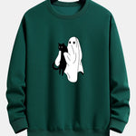 Ghost Black Cat Print Relax Fit Sweatshirt