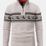 Elk Print Quarter Zip Sweater