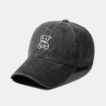 Neutral Casual Washed Cotton Sun Shading Baseball Cap With Teddy Bear Pattern