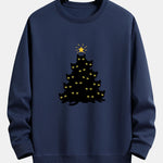 Black Cat Christmas Tree Print Relax Fit Sweatshirt