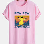 Regular Fit PEW PEW MADAFAKAS Duck Print Cotton T-Shirt