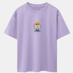 Cartoon Smiley Read Newspaper Print Drop Shoulder Oversize T-Shirt