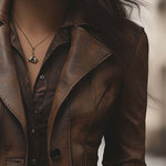 Women's Vintage Lapel Pocket Faux Leather Jacket
